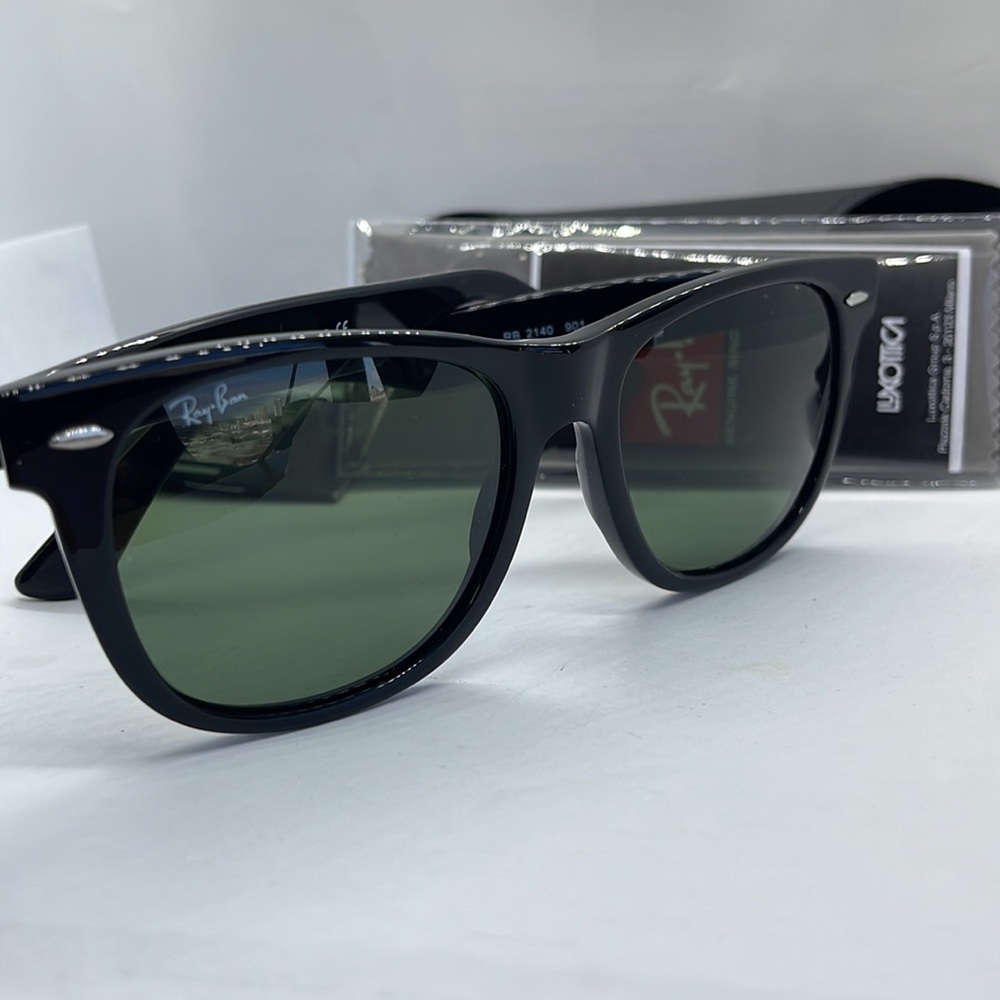 BNWT Rayban Wayfarer Unisex 2140 Black with G15 lenses - Picture 2 of 8